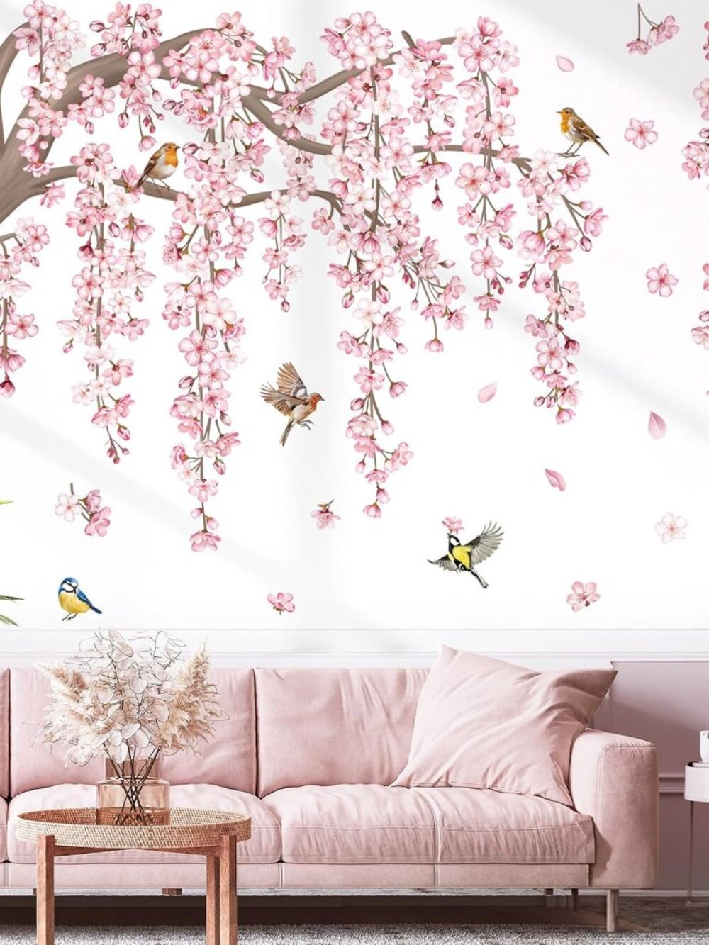 Pink Flower Tree Branch Cherry Blossom Wall Decals Stickers XL